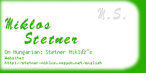 miklos stetner business card